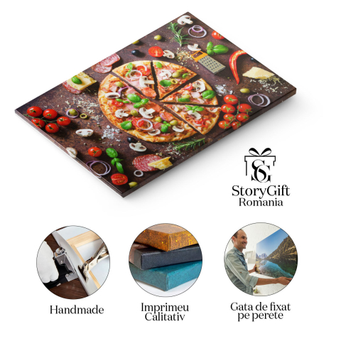 Tablou Canvas Ingrediente Pentru Pizza Italiana Condimente, 140x90cm [1]