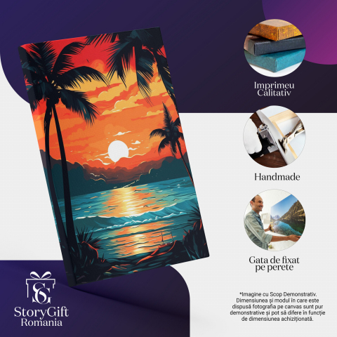 Insula Exotică Luminată de Apus - Tablou Canvas, Marime 40x25CM [1]