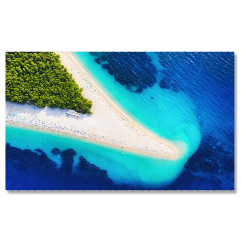 Peisaje cu Drona - Tablou Canvas Insula Hvar, Bol, Vedere Aeriana la Plaja Zlatni Rat calatorie, aerian, Croatia, insula, plaja, vara, mediteranean 1488 40x25CM
