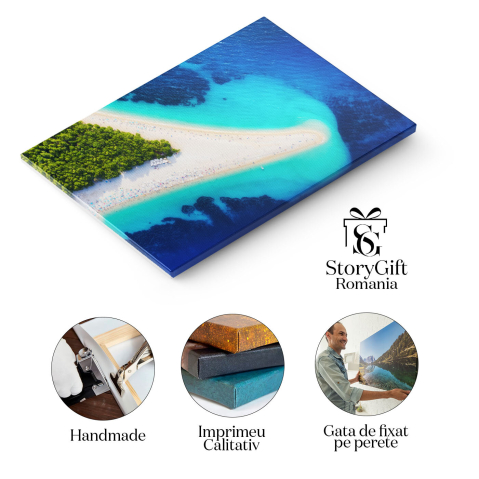 Tablou Canvas Insula Hvar, Bol, Vedere Aeriana la Plaja Zlatni Rat calatorie, aerian, Croatia, insula, plaja, vara, mediteranean 1488 40x25CM [1]