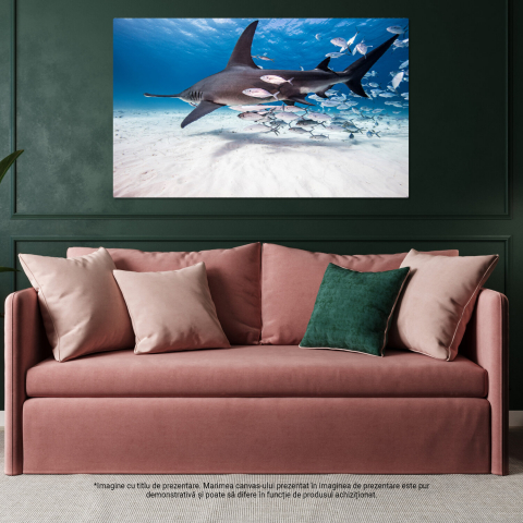 Tablou Canvas Întâlnire Subacvatică cu Rechin: Libertate în Adâncurile Oceanului, Marime 40x25CM [3]