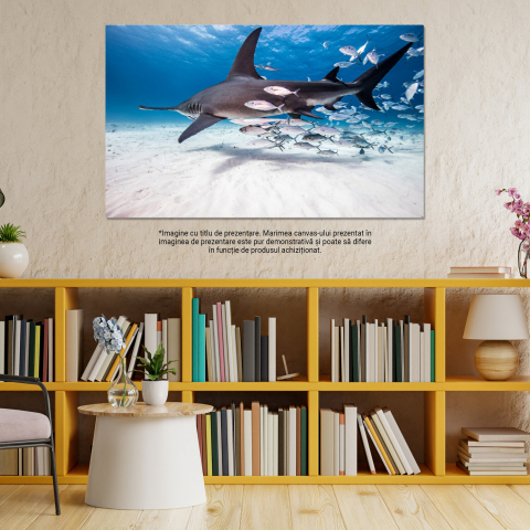 Tablou Canvas Întâlnire Subacvatică cu Rechin: Libertate în Adâncurile Oceanului, Marime 40x25CM [2]