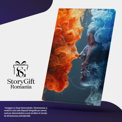 Tablou Canvas Întâlnirea Apei cu Focul Perechea Perfectă ce nu se Poate Atinge , Pictura Digitala 40x25CM [4]