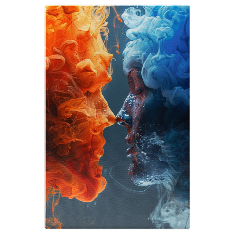 Diverse - Tablou Canvas Întâlnirea Apei cu Focul Perechea Perfectă ce nu se Poate Atinge , Pictura Digitala 40x25CM