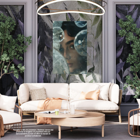 Tablou Canvas: Interpretarea prin Ochiul Doamnei Visele din Baloanele de Aer Portret Pictura Digitala 40x25CM [1]
