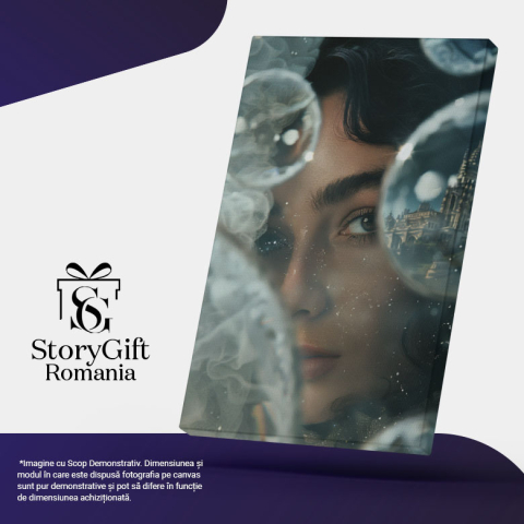 Tablou Canvas: Interpretarea prin Ochiul Doamnei Visele din Baloanele de Aer Portret Pictura Digitala 40x25CM [4]