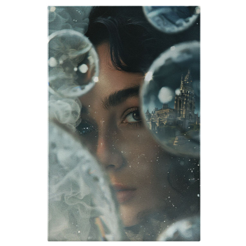Abstract - Tablou Canvas: Interpretarea prin Ochiul Doamnei Visele din Baloanele de Aer Portret Pictura Digitala 40x25CM