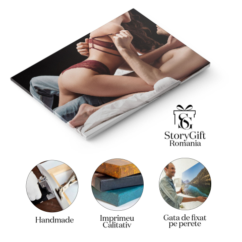 Tablou Canvas - Intimitate si pasiune, cuplu in lenjerie, senzualitate profunda 40x25CM [1]