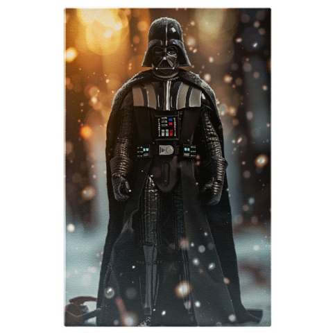 Tablou Canvas Întunericul și Lumina Darth Vader în Plină Iarnă Pregătit de Luptă , Pictura Digitala 40x25CM [0]