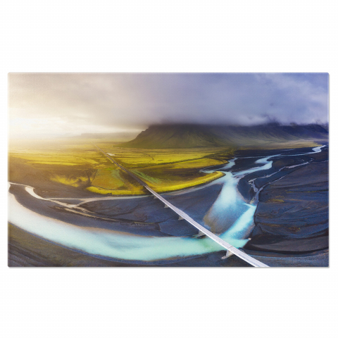 Peisaje cu Drona - Vedere Aeriană a Muntelui și Oceanului Islandez – Peisaj Natural, Marime 40x25CM