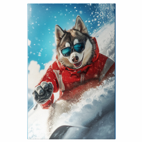 Sport -  Tablou Canvas Personalizat Iubitor De Schiuri Pe Pârtiu Cu Echipament RoșuMarime 40x25CM