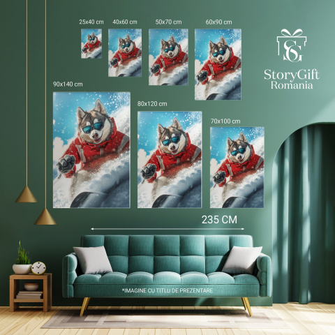  Tablou Canvas Personalizat Iubitor De Schiuri Pe Pârtiu Cu Echipament RoșuMarime 100x70CM [5]