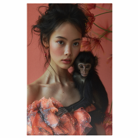 Tablou Canvas Japoneză cu Cercei și Ochii Mari, Marime 40x25CM