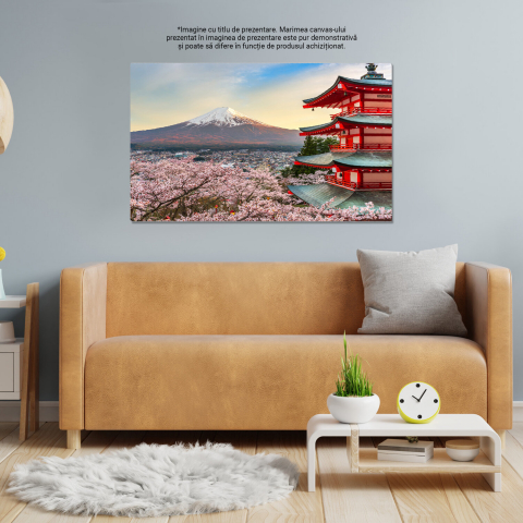 Tablou Canvas cu Cireșii Înflorescenți din Japonia – Peisaj Floral, Marime 40x25CM [3]