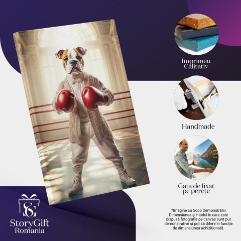  Tablou Canvas Personalizat Jucător De Box Cu Haine Tradiționale Și Mănuși RoșiiMarime 40x25CM [3]