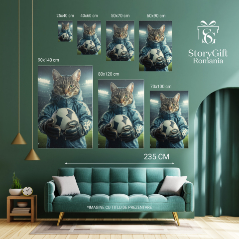  Tablou Canvas Personalizat Jucător Fotbal Cu Jachetă Albastră Și MingeMarime 40x25CM [5]