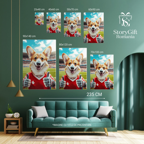  Tablou Canvas Personalizat Jucător De Fotbal Pe Teren Cu Semnul OKMarime 70x50CM [5]