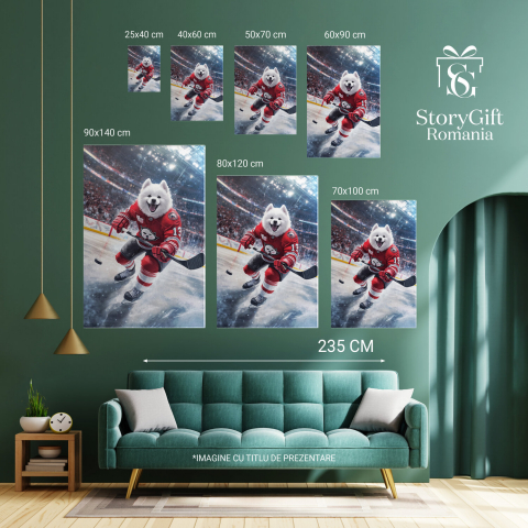  Tablou Canvas Personalizat Jucător De Hochei Pe Gheață Cu Echipament RoșuMarime 40x25CM [5]