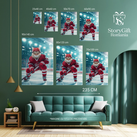  Tablou Canvas Personalizat Jucător De Hochei Pe Gheata Cu Echipament RoșuMarime 40x25CM [5]