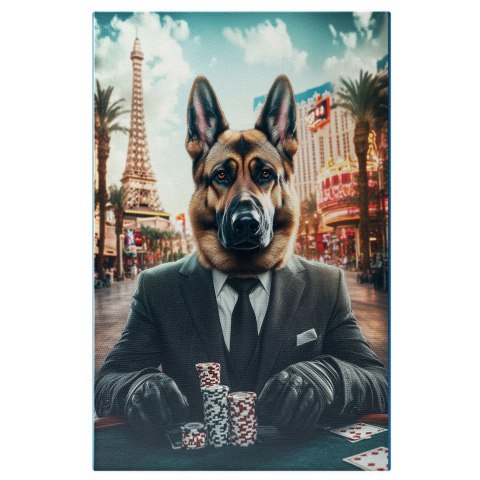 Atracții Turistice - Tablou Canvas Personalizat - Animal Jucător de Poker în Costum Elegant
Marime 40x25CM