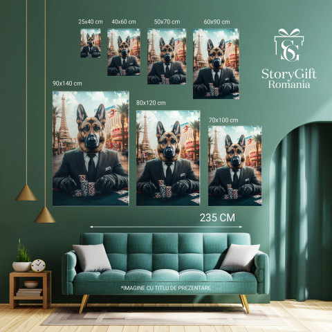 Tablou Canvas Personalizat - Animal Jucător de Poker în Costum Elegant
Marime 90x60CM [5]