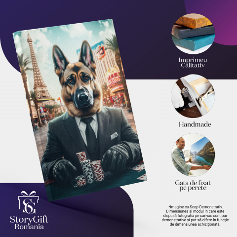 Tablou Canvas Personalizat - Animal Jucător de Poker în Costum Elegant
Marime 90x60CM [3]