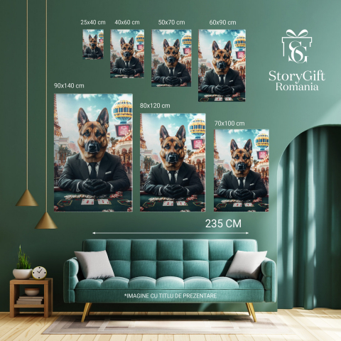 Tablou Canvas Personalizat - Animal Jucător de Poker în Costum Clasic
Marime 40x25CM [5]