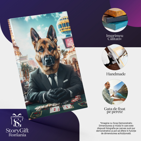 Tablou Canvas Personalizat - Animal Jucător de Poker în Costum Clasic
Marime 40x25CM [3]