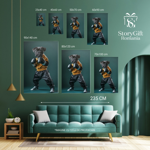  Tablou Canvas Personalizat Box Hip-Hop Cu Hanorac Portocaliu Și Mănuși AuriiMarime 40x25CM [5]