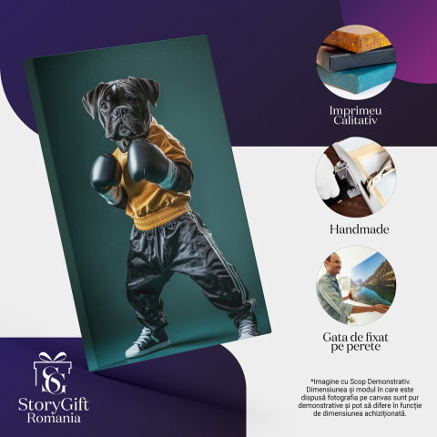  Tablou Canvas Personalizat Box Hip-Hop Cu Hanorac Portocaliu Și Mănuși AuriiMarime 40x25CM [3]