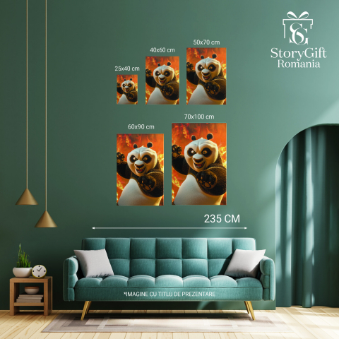 Kung Fu Panda - Urs cu Ochii Verzi Practicând Arte Marțiale, Marime 40x25CM [2]