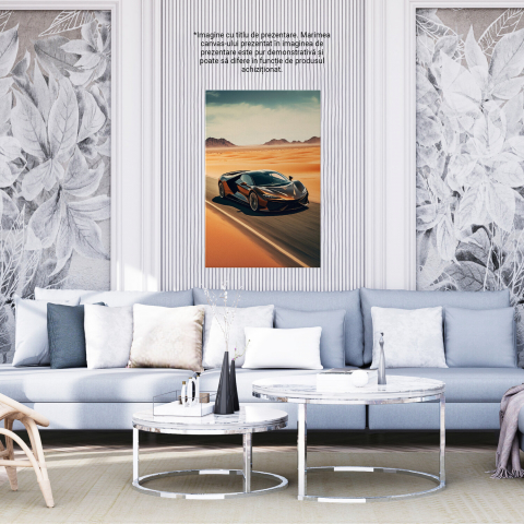 Lamborghini Accelerând pe Drum de Desert - Tablou Canvas, Marime 40x25CM [3]