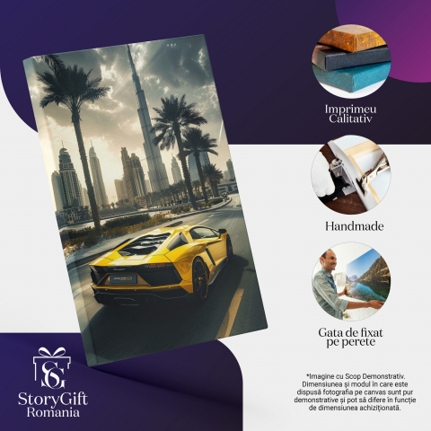 Lamborghini Galben pe Drum - Tablou Canvas Digital, Marime 40x25CM [1]