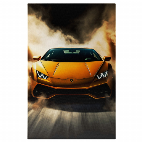Lamborghini Galben Accelerând - Tablou Canvas Digital Off-Road, Marime 40x25CM
