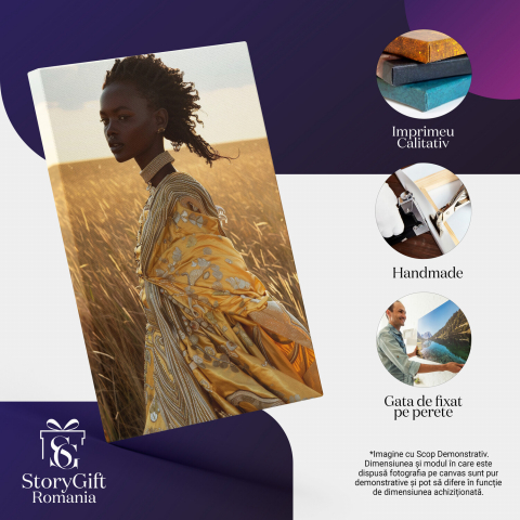 Lan de Grâu în Africa - Zeița Aurie și Atingerea Lină a Vântului - Pictură Digitală, Marime 40x25CM [1]