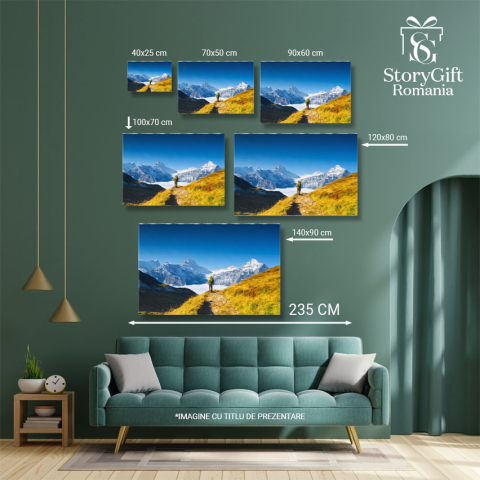 Tablou Canvas Lant Montan prin Nori, Peisaj Montan, Calatorie, Cerdac, Stanci 3159 40x25CM [4]