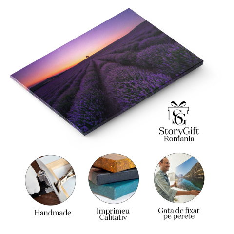 Tablou Canvas - Lavanda in Provence: Magie la Rasarit si Apus 40x25CM [1]
