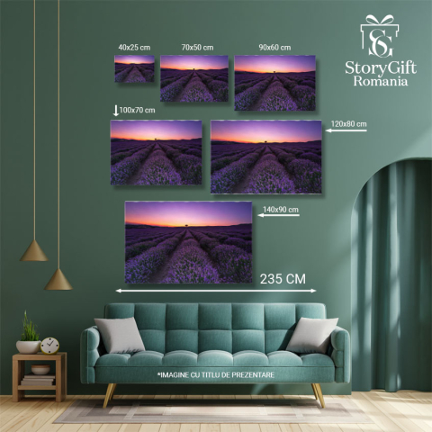 Tablou Canvas - Lavanda in Provence: Magie la Rasarit si Apus 40x25CM [4]