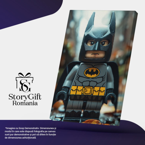 Tablou Canvas: Lego Jocul cu Baatman Apărarea Orașului Ploaua Frunze pe Strada Udă Pictura Digitala 40x25CM [4]