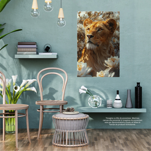 Leoaica în Magia Naturii - Pictură Digitală cu Flori Albe, Marime 40x25CM [2]