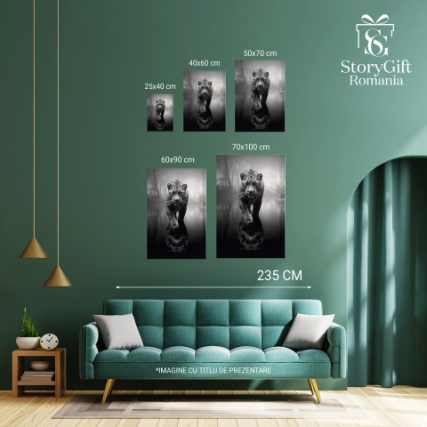 Leoaica în Pădure - Apă Serioasă Focusată B&W - Pictură Digitală, Marime 40x25CM [2]