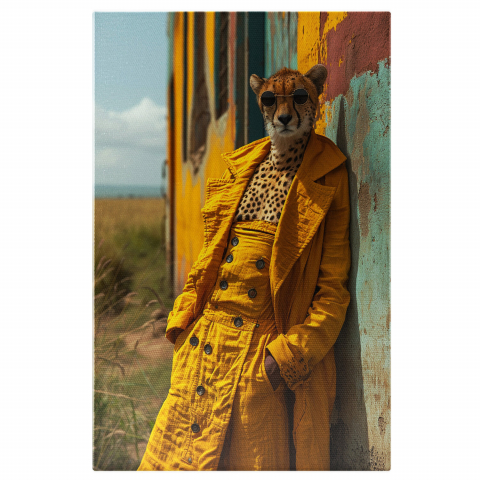 Modă - Leopard Boss cu Ochelari de Soare Negri - Pictură Digitală, Marime 40x25CM