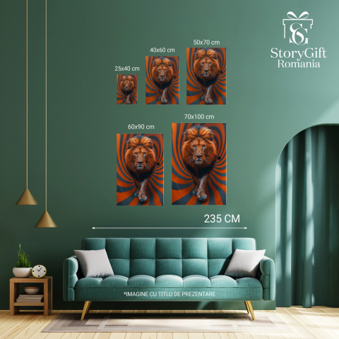 Leul care Înfruntă Labirintul Optic - Grandoarea Regală a Leului, Marime 40x25CM [3]