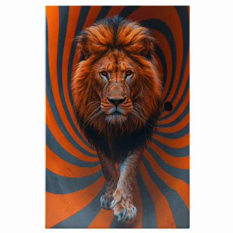 Leul care Înfruntă Labirintul Optic - Grandoarea Regală a Leului, Marime 40x25CM