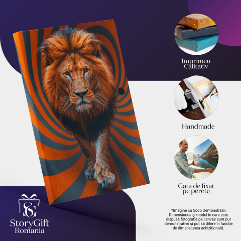 Leul care Înfruntă Labirintul Optic - Grandoarea Regală a Leului, Marime 40x25CM [1]