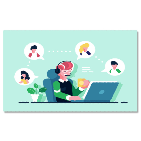 Diverse - Tablou Canvas Lucrator in Call Center Raspunde la Apelurile Clientilor Problematici si Incearca sa ii Ajute 40x25CM