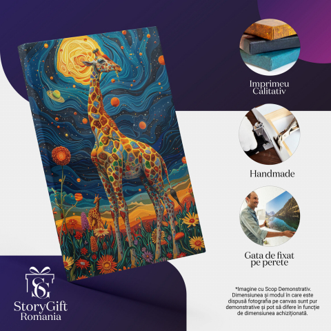 Tablou Canvas Lumea Colorată a Girafelor, Marime 40x25CM [1]