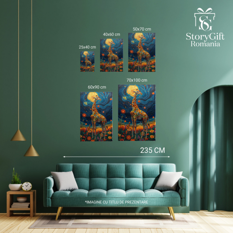 Tablou Canvas Lumea Colorată a Girafelor, Marime 40x25CM [3]