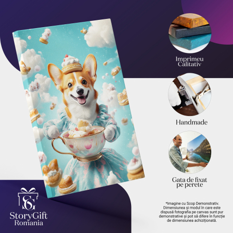 Tablou Canvas Personalizat - Animal în Ținută Regală cu Cească Vintage și Pălărie Bizară
Marime 40x25CM [3]