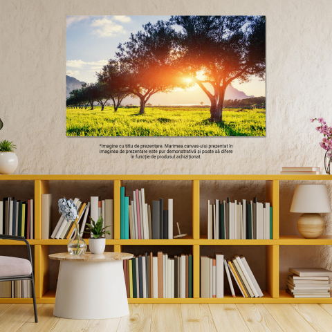 Tablou Canvas Lumina prin Frunzele Verzi: Peisaj Verde și Atmosferă Relaxantă, Marime 40x25CM [2]